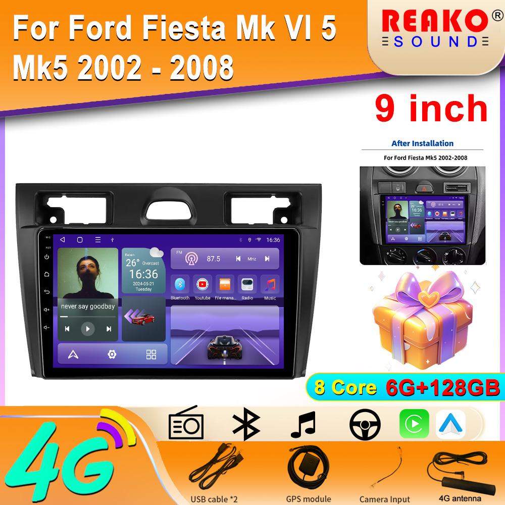 Android 13 для Ford Fiesta Mk VI 5 Mk5 2002 - 2008 Автомобильное радио 4G GPS BT Carplay Мультимедийная система Навигация Стерео Универсальный сенсорный экран