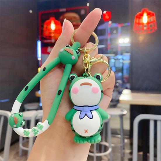 Adorable Frog Keychain Durable Stylish Cartoon Gift Eco-friendly Long Lifespan Cute Couple Pendant for Bags Adult Sex Wear