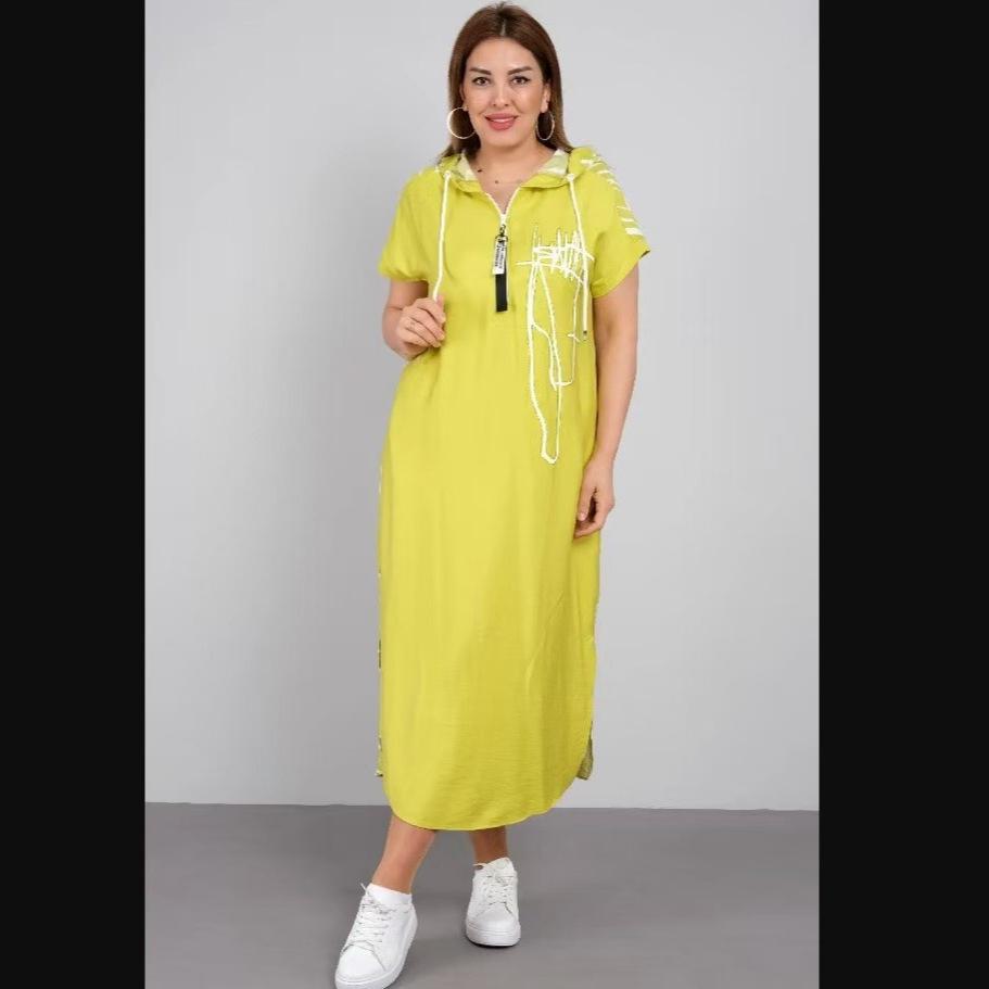 2024 Европейское и американское длинное платье с V-образным вырезом и завышенной талией - Стройнящий, модный летний стиль