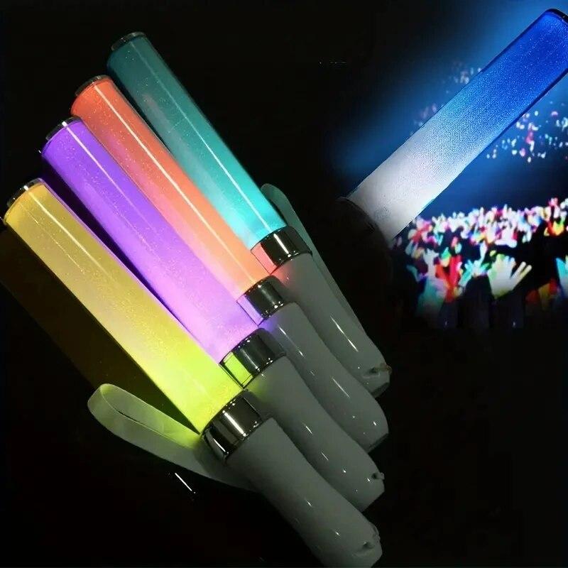 5pcs Colorful LED Glow Stick For Wedding Party, Fluorescent Flashlight LightFor Outdoor Camping Concerts Decor, Birthday Gifts