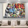 Banksy Art Kids Lover Behind The Curtain Canvas Paintings On The Wall Street Art Posters and Prints Wall Pictures Home Decor