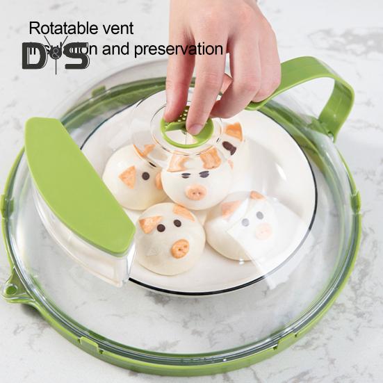 Крышка для еды в микроволновой печи, защита от брызг, термостойкая боковая ручка, вращающееся вентилируемое отверстие, прозрачная крышка для посуды для духовки, крышка от брызг