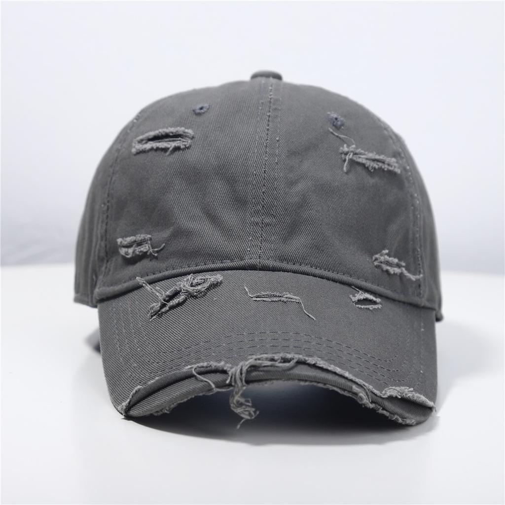Baseball Cap Women's New Spring and Summer Versatile Soft Top Hip Hop Baseball Cap Outdoor Student Retro Personality Ripped Sun Hat