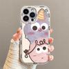 Cute Briquette Suitable for Apple 16promax Mobile Phone Case Painted with Bracelet 15pro Cartoon Cream Mirror 14p
