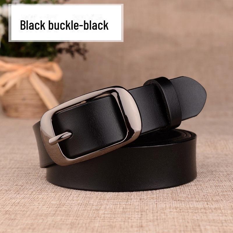 Women's Genuine Leather Korean Style Belt with Pin Buckle - Fashionable Cowhide Accessory