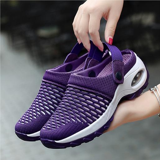 Женские модные летние сандалии, обувь с отверстиями, сандалии без шнуровки на дышащей платформе и воздушной подушке, большие размеры 35-43