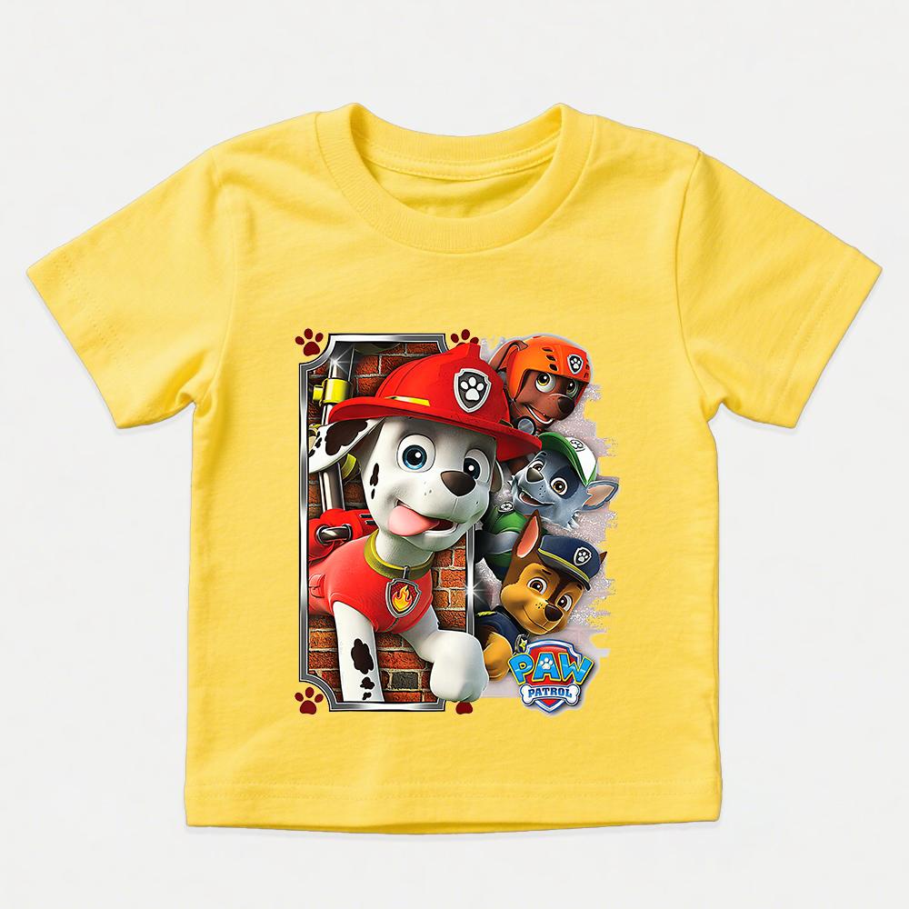 Kids Paw Patrol Cartoon Graphic T Shirt Cotton Casual Short Sleeve Tee Boys Girls Summer Toddler Clothing