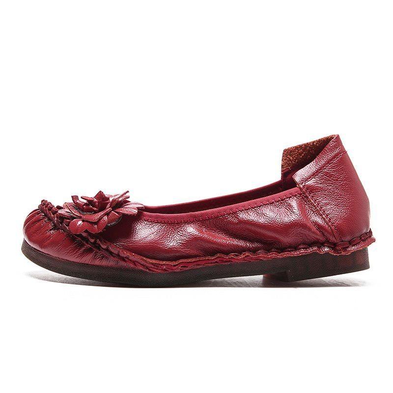 Женская обувь на плоской подошве из натуральной кожи, мягкие лоферы, женская повседневная обувь, однотонная винтажная женская обувь