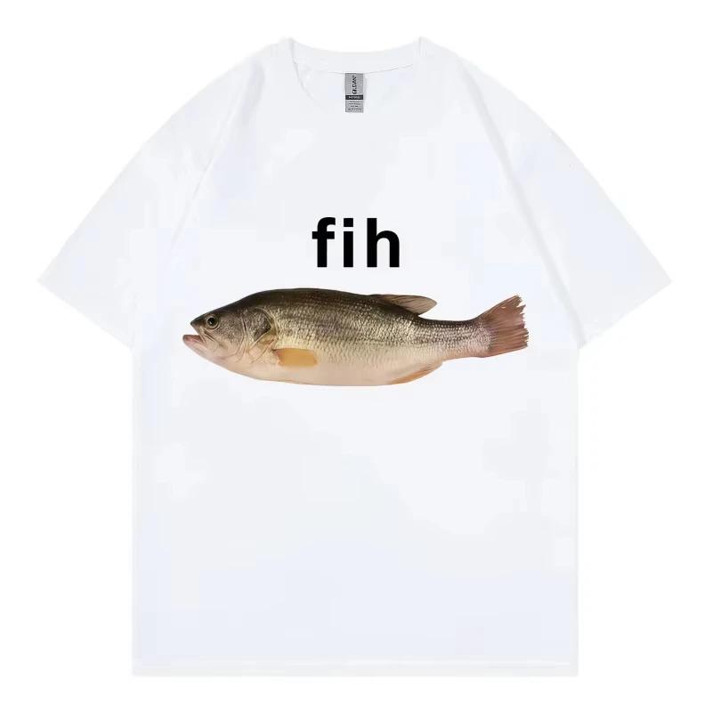 Funny Fih Fish Meme Tshirt High Quality Fashion Short Sleeved Unisexs and Womens Casual Loose Cotton Tshirt Summer Street Top
