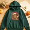 Merry Christmas Highland Cow Graphic Hoodies Women Vintage Winter Warm Sweatshirts Casual Loose Pullover Xmas Clothes