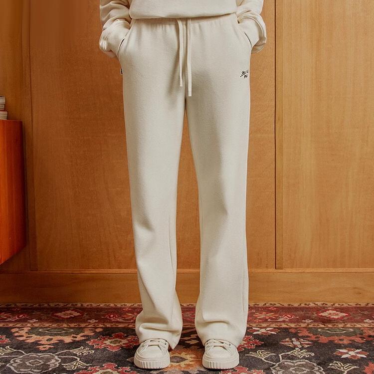 Fila Женские спортивные вязаные брюки с широкими штанинами и принтом букв, низ, цвет водяной белый F11W339609FIV