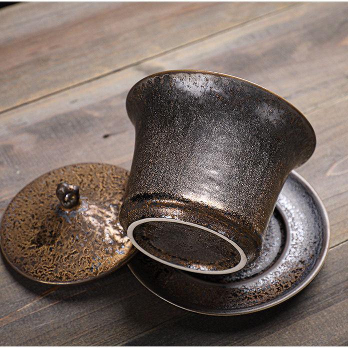 Японский чайник из каменной керамики с ржавой глазурью, ручной работы, ретро-керамический чайник для кунг-фу, фильтр и ручка, маленький герметичный дизайн (Одиночный горшок)