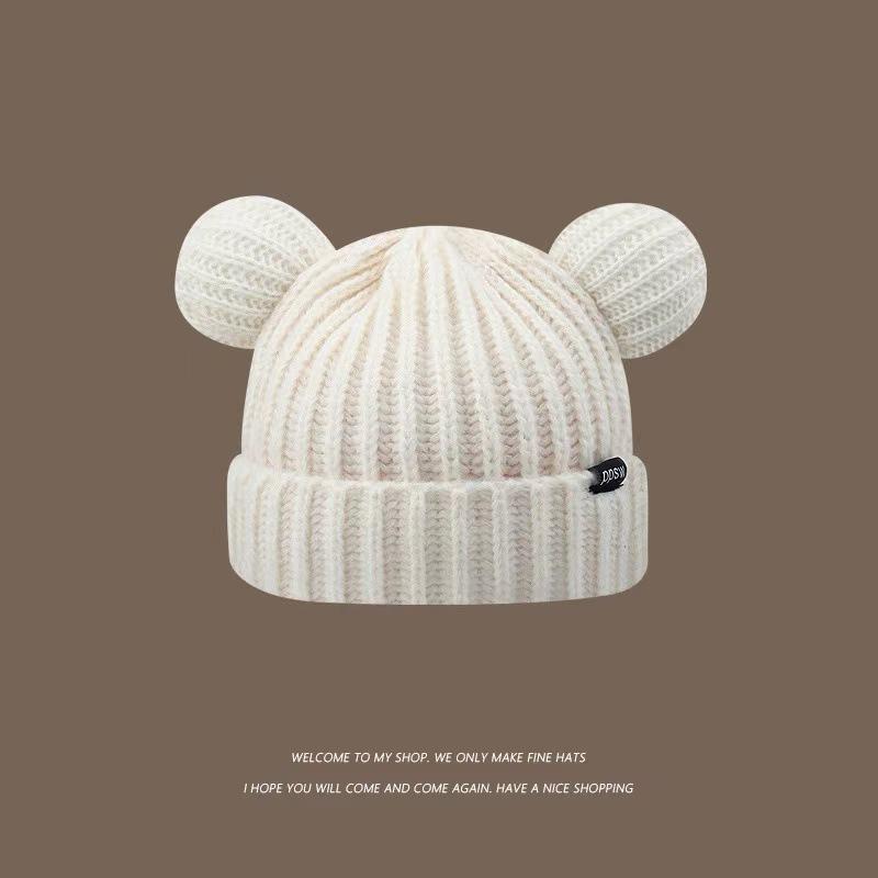 Korean Style Wool Cat Ears Beanie - Women's Autumn/Winter Warm, Cute & Versatile Knit Hat