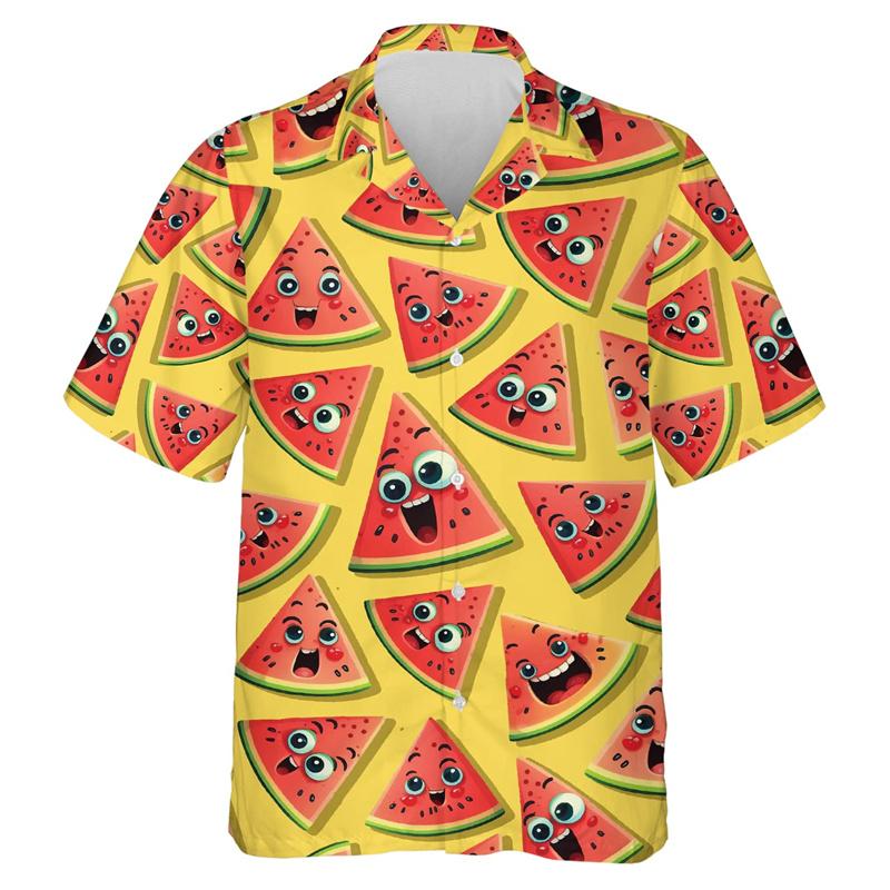 Funny Fruit Face 3D Printed Beach Shirts Fashion Men Clothes Banana Pineapple Hawaiian Short Sleeve Streetwear Female Blouses