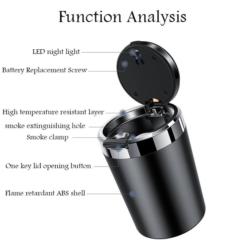 UMEG7 Car ashtray with blue LED light stainless steel liner for Mercedes Benz A B C E G W S Class GLA GLB CLC GLK GLS GLE CLA CLS EQE