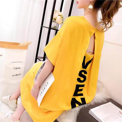 Платье большого размера в корейском стиле, женское, универсальное, с принтом букв, с открытой спиной, длиной выше колена