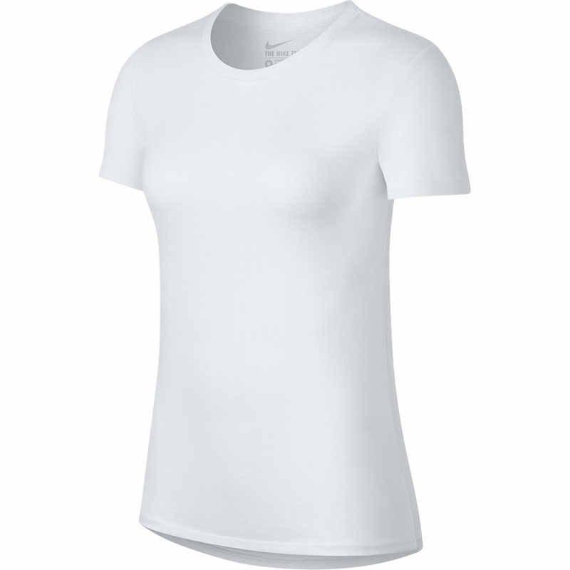 Nike Женская белая футболка с круглым вырезом, умеренный прямой крой 836327-100