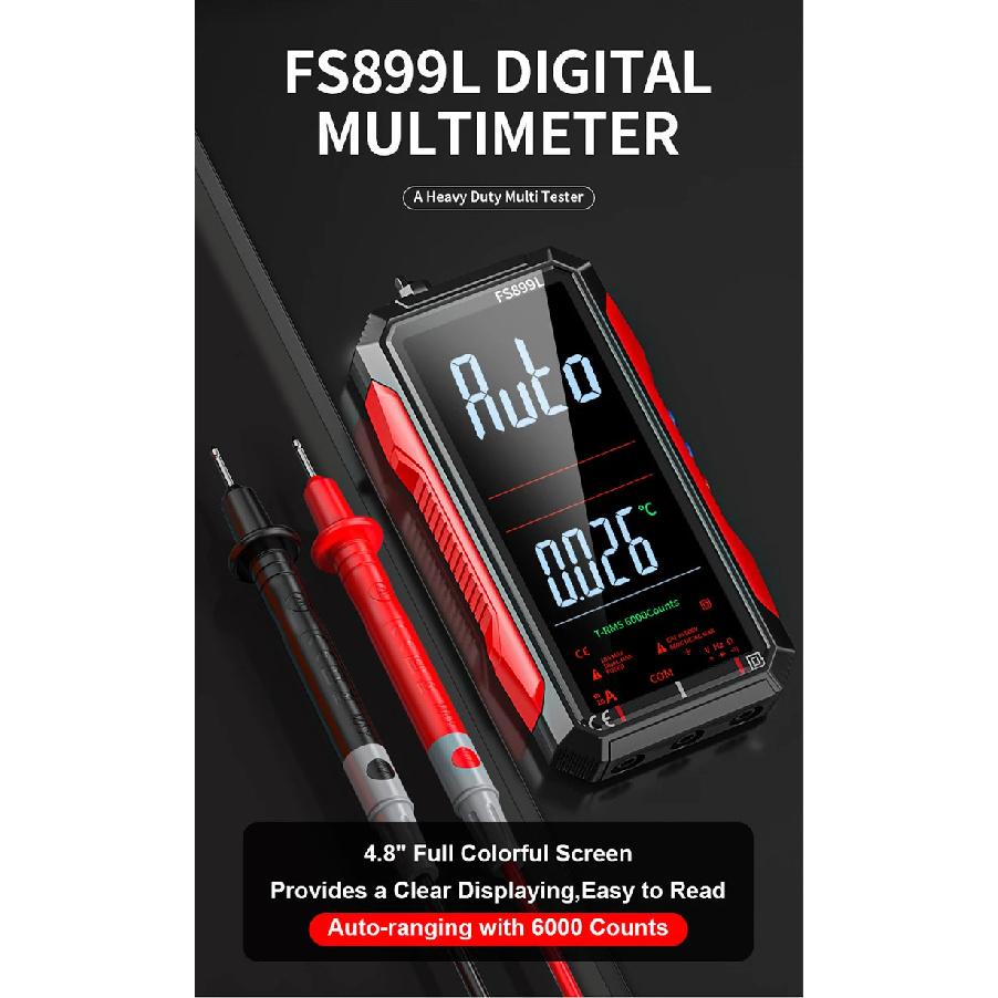 Digital Multimeter 4.8'' Full Color LCD 6000 Counts Auto-ranging Multimeter with Rechargeable Battery for Electronics Testing