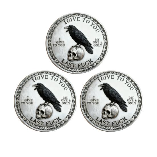 1/2/3/5Pcs Raven Skull Souvenir Coin Heavy Duty Attitude Crow Challenge Coin Token of Freedom and Humor Metal Badge Home Decoration