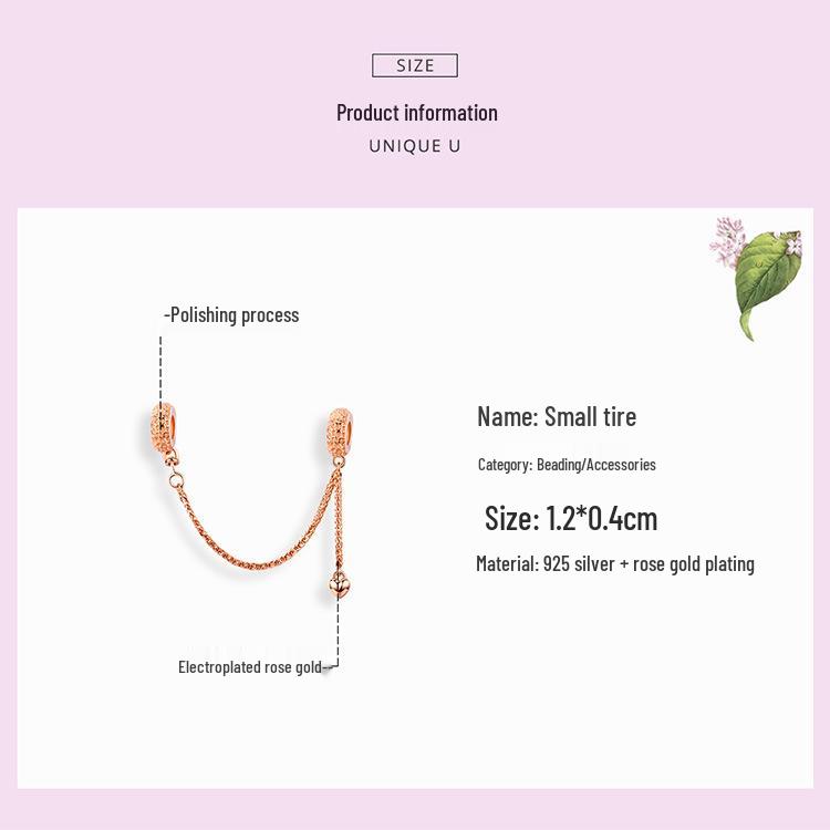 Браслет из серебра S925 с бусинами Ziyun, силиконовыми аксессуарами и страховочной цепочкой-шиной