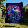 1pc Peacock Feather Artwork Throw Blanket Polyester Fiber, Lightweight Flannel, Soft & Warm, All Season Use for Outdoor, Camping Digital Print