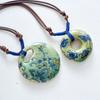 Handmade Ceramic Peony Necklace, Vintage Chinese Longevity Lock Pendant With Floral Design, Bohemian Adjustable Cord Jewelry For Women, Artisan Gift