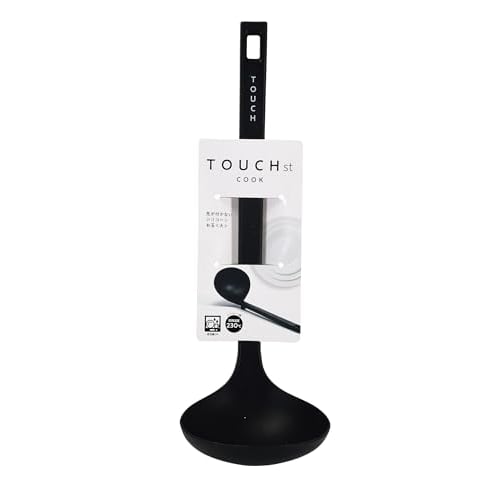 Pearl Metal TOUCH st G-5104 Large Silicone Ladle, Non-Stick, Dishwasher Safe, Heat Resistant up to 230C, Black