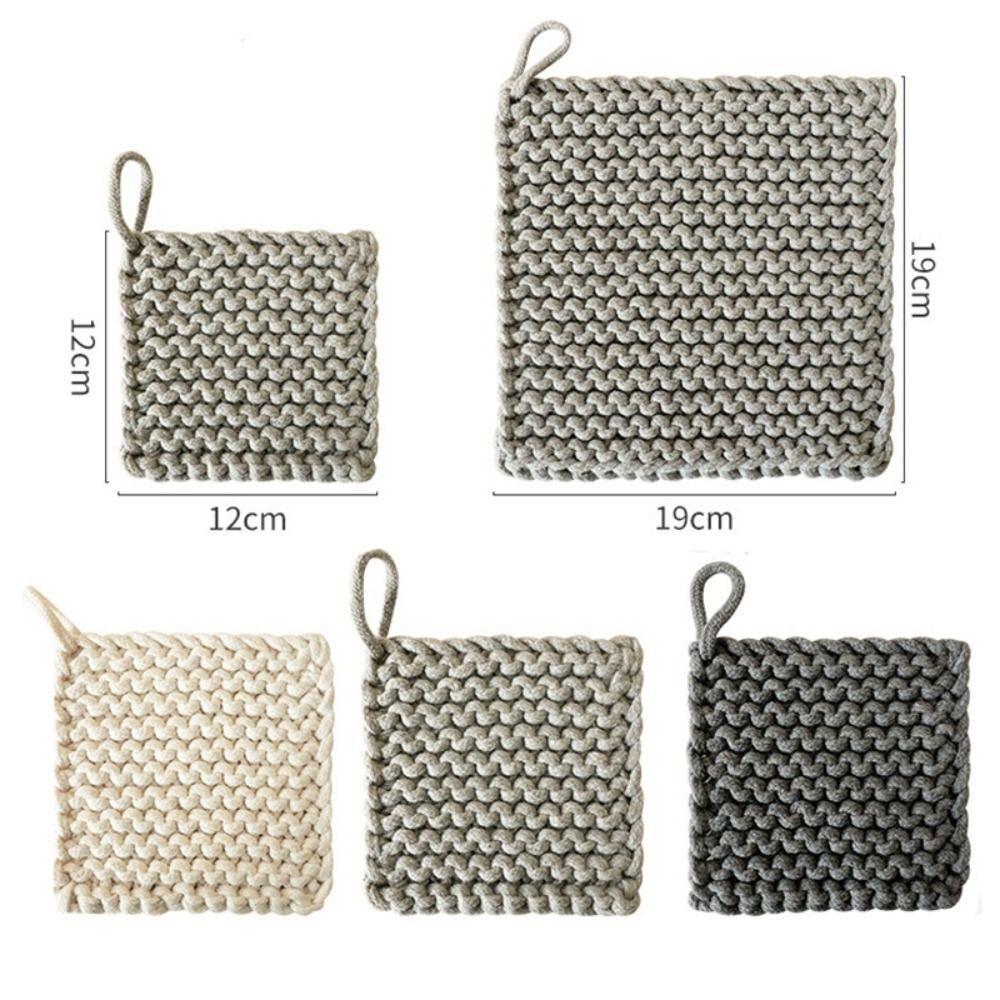 Вязаная хлопковая теплоизоляционная подставка под горячее, многоразовая, противоскользящая, нескользящая, для украшения стола, из шерстяного материала, вязаная вручную