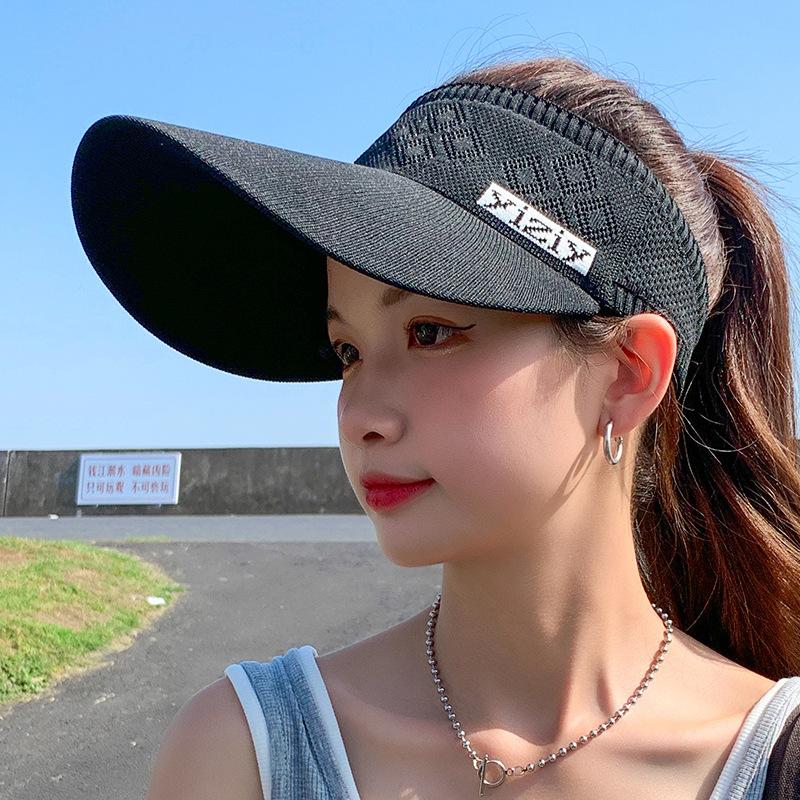 Повседневная женская летняя широкополая шляпа с козырьком от солнца, регулируемая защита от ультрафиолета, складная спортивная кепка с пустым верхом, пляжная кепка, солнцезащитная шляпа