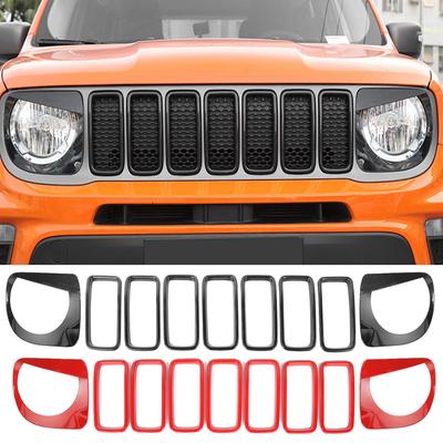 Вставка-накладка на переднюю решетку, кольцо для Jeep Renegade 2022 Racing Grills, защита фар, внешняя защита