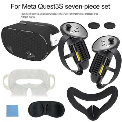 Для Meta Quest 3S аксессуары, Quest 3S VR силиконовая маска для лица, VR Shell Cover, Quest 3S Touch Controller Grip Cover, крышка объектива, крышка для глаз