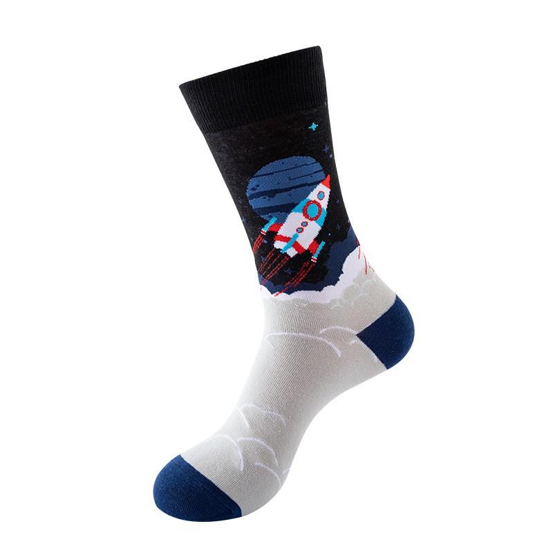 Stylish Mid-Calf Socks Men Women Animal Fruit Galaxy Print Casual Cotton