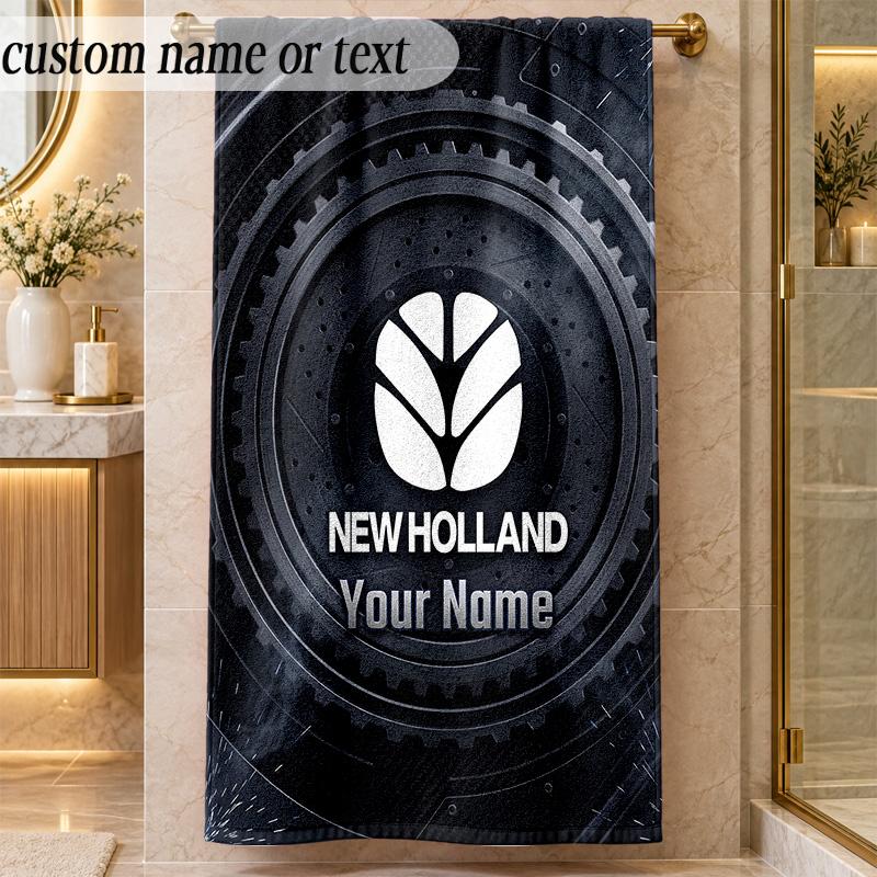 Beach TowelNew Holland Custom Name Text Personalized Soft Towel for Beach Pool Indoor Home Decor Gift