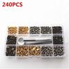 240Pcs Leather Rivets Double Cap Rivet Metal Studs with Punch Pliers and 3 Pieces Setting Tool Kit for Leather Craft Repairs Decoration
