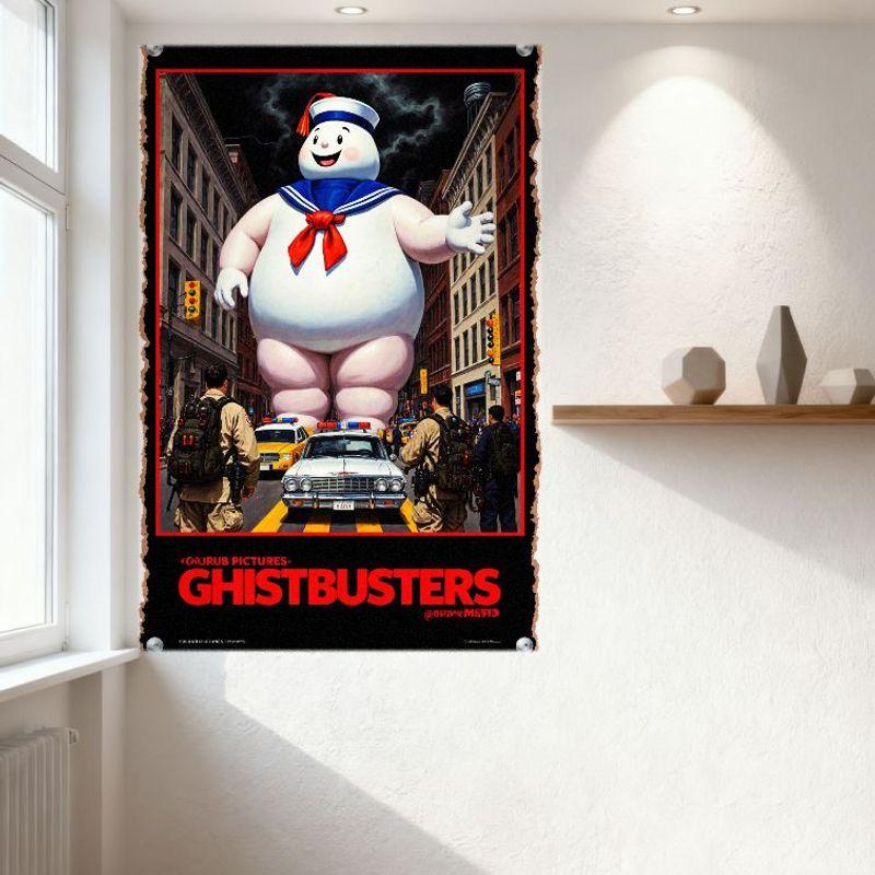 Охотники за привидениями Зефирный человек Stay Puft Винтажная металлическая жестяная табличка - Классический киноплакат для домашнего бара, клуба, мужской комнаты, декор с C