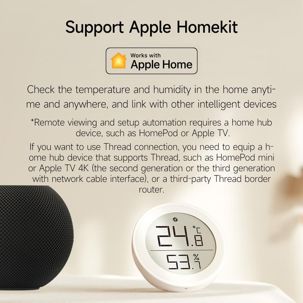 Qingping Temperature Humidity Sensor T Version Thread/BLE High-precision Indoor E-Link INK Thermometer work with Apple HomeKit