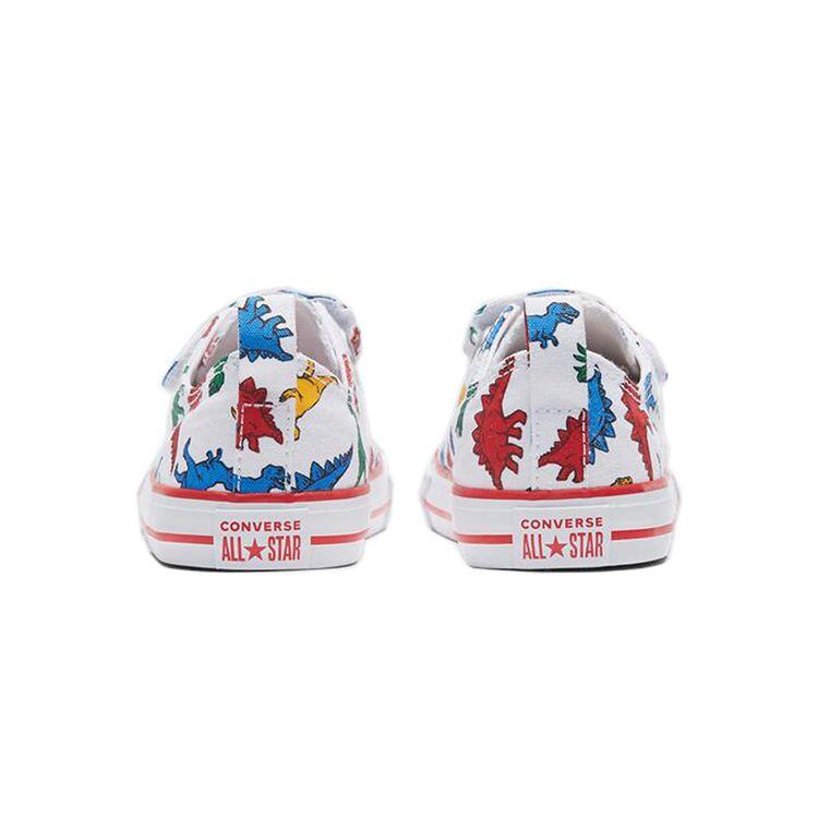 Converse Детские кроссовки Chuck Taylor All Star Low на липучке TD Dinoverse с принтом Белая эмаль-красная Totally-Blue 763713C
