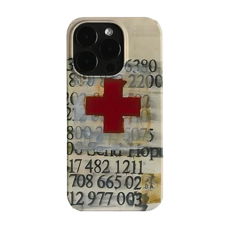 Крутой ретро-чехол для телефона Красный Крест для iPhone 17 16 15 14 13 12 11 Air Pro Max X XS XR XSMax 7 8 Plus Глянцевая пленка Жесткий ПК-чехол