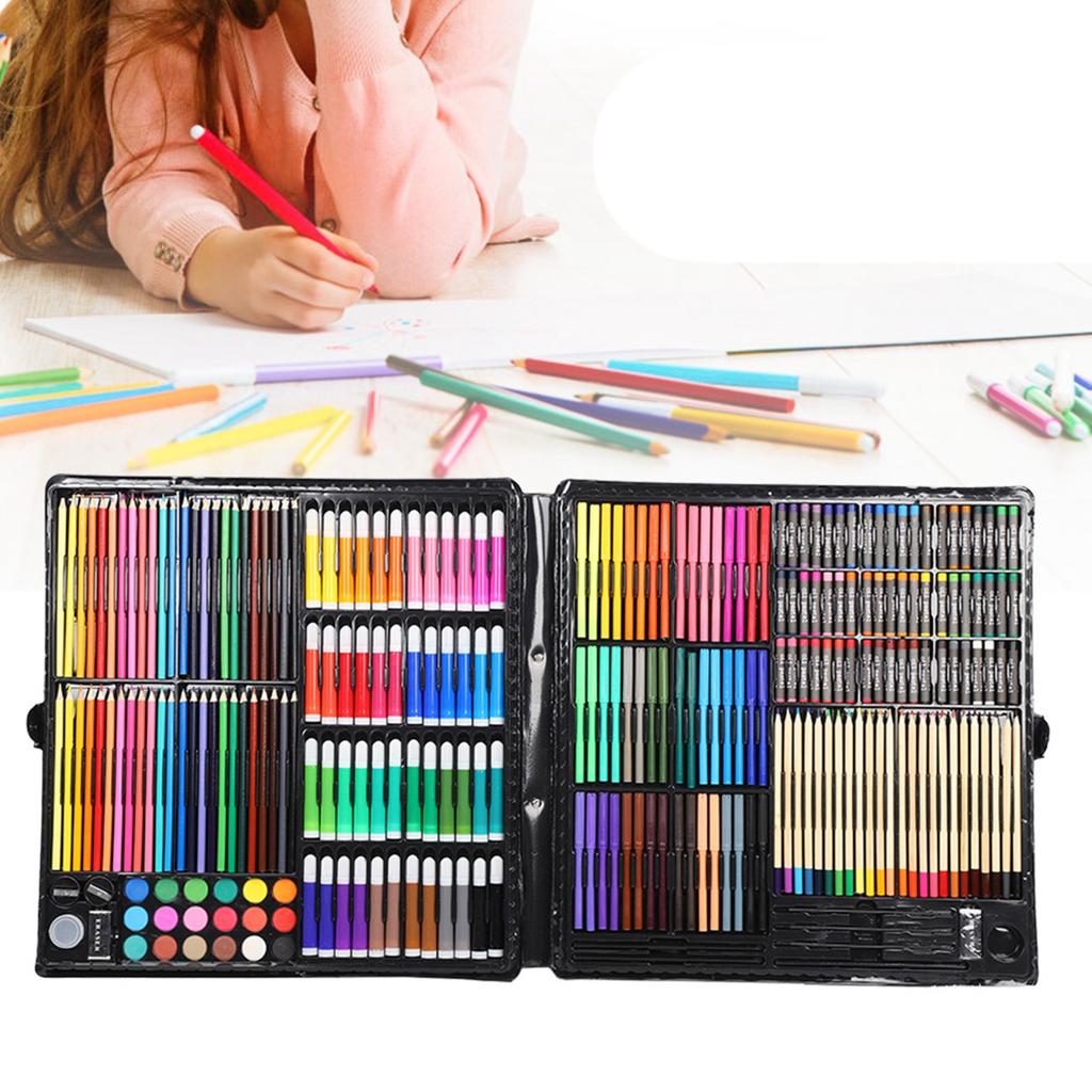 258Pcs Kid Art Set Water Color Pen Crayon Coloured Pencil Powder Paint Drawing Artistic
