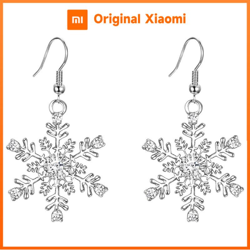 Xiaomi Huitan Aesthetic Silver Color Snowflake Drop Earrings for Women Fresh Style Christmas Festival Trendy Winter Jewelry for Party