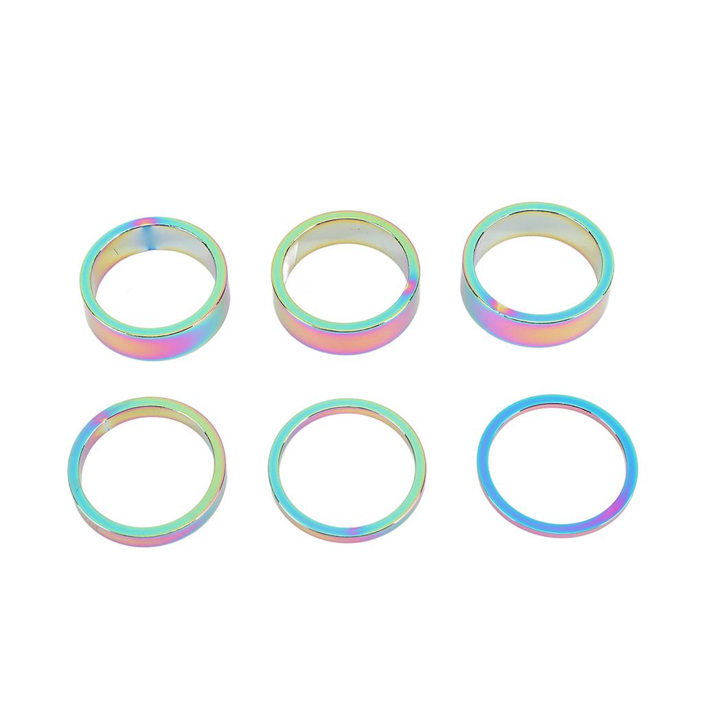 X23510 6 шт. Проставочные кольца рулевой колонки велосипеда 28,6 мм 1,1 дюйма Алюминиевый сплав Проставочные шайбы передней вилки для горного велосипеда 10 мм 5 мм 3 мм 2 мм