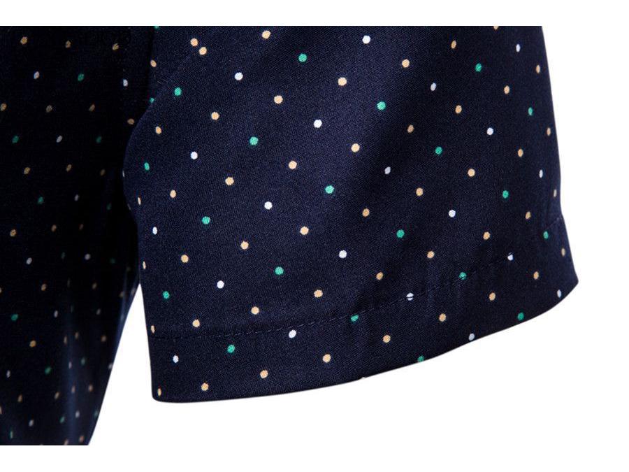 Мужская рубашка с коротким рукавом в британский горошек