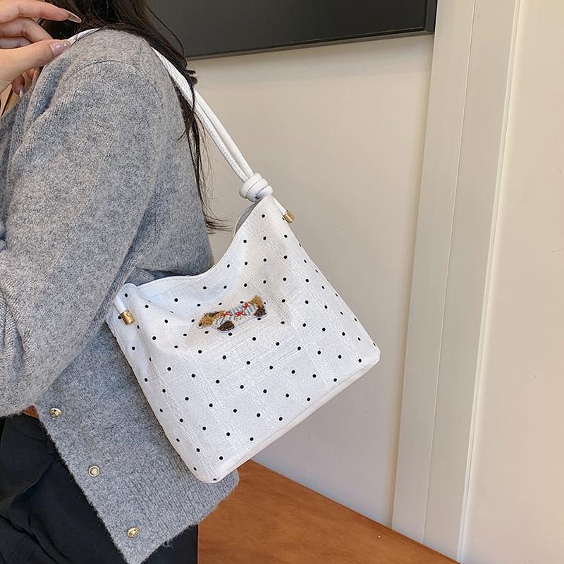 Elegant High-end Plaid And Polka Dot Handbag For Women Stylish Medium Shoulder Bag
