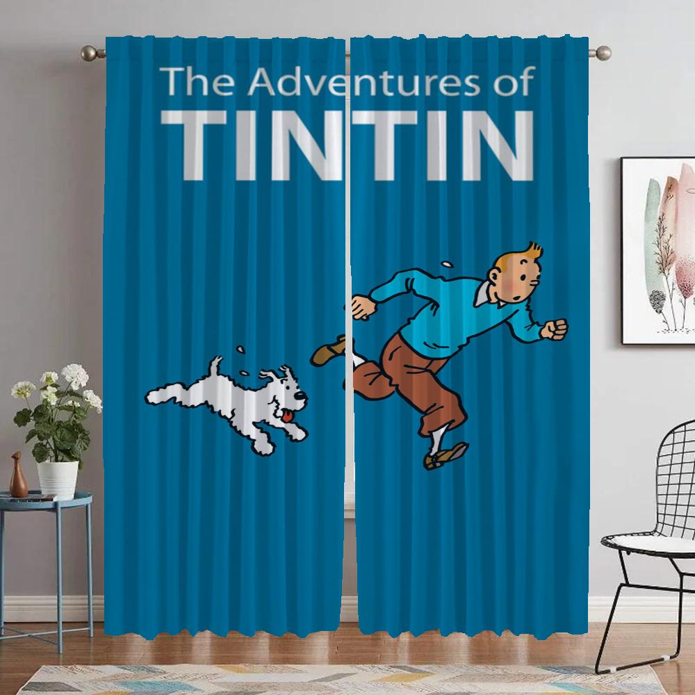 Домашние интерьерные шторы 2 шт. Приключения Тинтина Шторы для гостиной Шторы для спальни Перегородка Кухня Детская