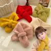 Kids Woolen Knitted Winter Warm Scarf Solid Color Short Cross Scarf Neck Collars Snood For Girls Boys Soft Outdoor Windproof Neckerchief
