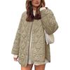 2025 Autumn Winter New European American Style Quilted Simple Solid Color Round Neck Loose Cotton Coat Outerwear
