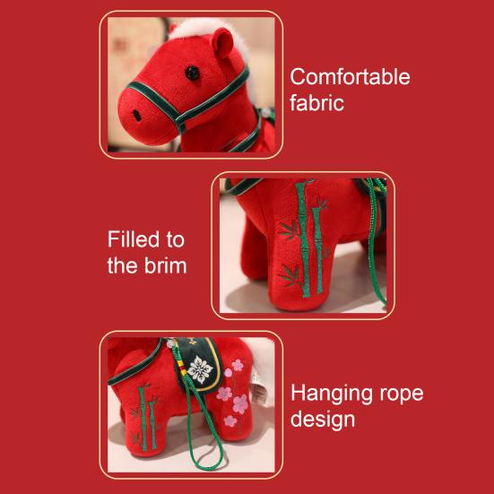 Cute Mini Horse Pendant Keychain Good Luck Horse Ornament Simulation Stuffed Animal Chinese Zodiac Horse Gift