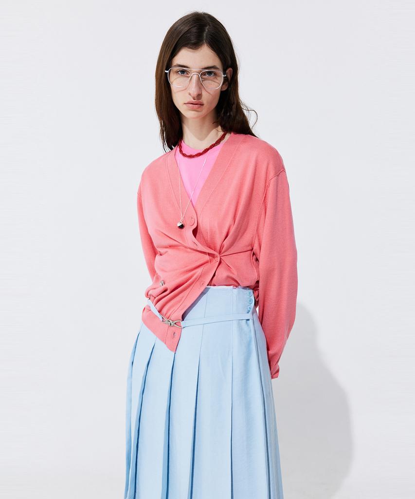 Bundercammer Raw-Cut Pleats Skirt_Light Blue