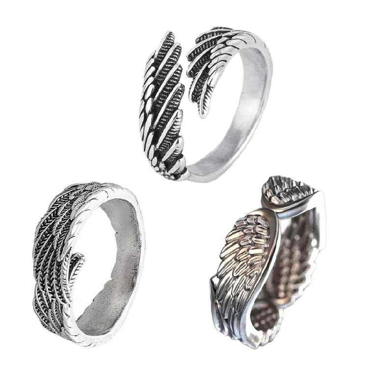 Минималистичные Кольца с Узором из Перьев Серебристый Тон Регулируемые Украшения Ретро Стиль Унисекс Подарки для Особых Моментов Ношение