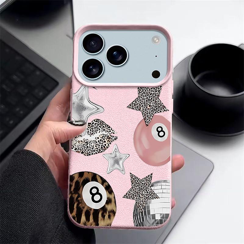 Винтажный чехол для iPhone 17 Pro Max iPhone 16 Pro Max 15 14 13 12 11 16E Air с принтом леопардовых звезд для бильярда, роскошная кожаная текстура, силиконовый чехол